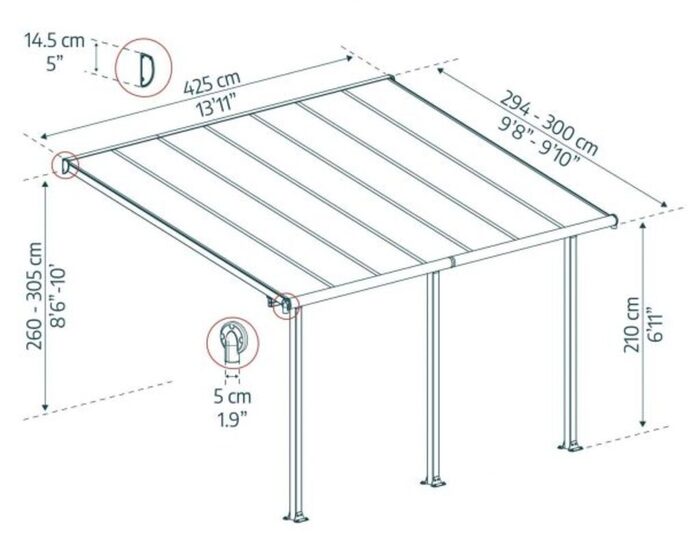 Terrasstak Olympia 12,5 m² Antracit Canopia by Palram